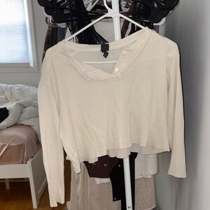 Wild Fable Cream Long Sleeve Crop Top